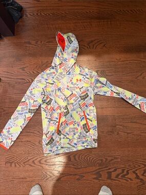 Under Armour Kids Hoodie - White with Neon Graphic Print